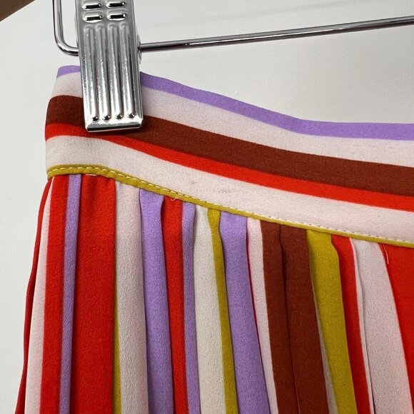 Forever‎ 21 Contemporary Colorful Stripe Pleated Midi A-Line Skirt Sz L - Picture 12 of 15